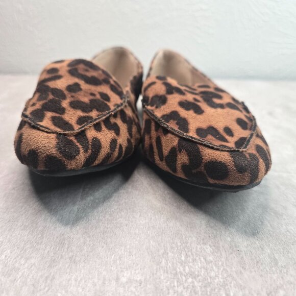 Animal Print Flats 7 Wide Fit Brown Black Pointed Toe Preppy Slip On Loafer Shoe - Picture 3 of 11